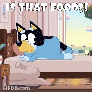 Cartoon Dog Lying On Bed With Is That Food GIF