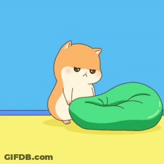 Cartoon Dog Lying On Green Bean Bag GIF