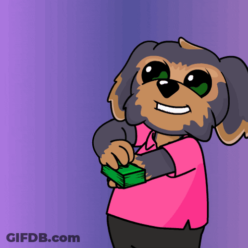 Cartoon Dog Making It Rain GIF