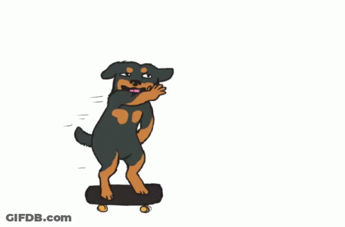 Cartoon Dog On Skateboard With Letter I GIF