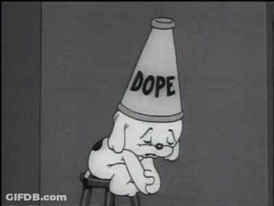 Cartoon Dog On Stool With Dope Cone GIF