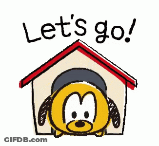 Cartoon Dog Peeking Out Of Doghouse Lets Go GIF