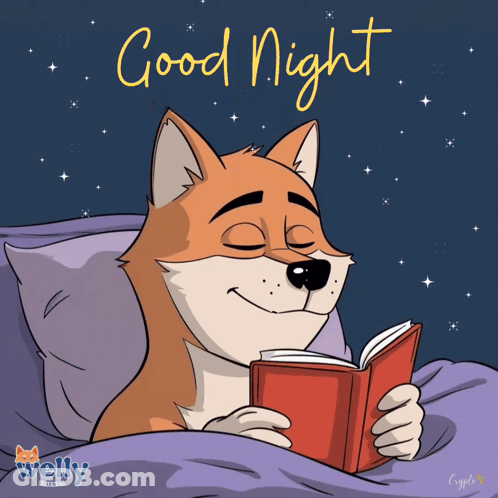 Cartoon Dog Reading Book Good Night GIF