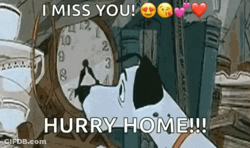 Cartoon Dog Saying I Miss You Hurry Home GIF