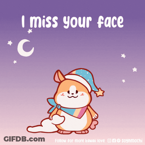 Cartoon Dog Saying I Miss Your Face GIF