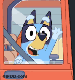 Cartoon Dog Sitting In Car Waving GIF