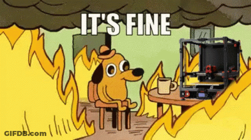 Cartoon Dog Sitting In Front Of 3D Printer Saying It's Fine GIF