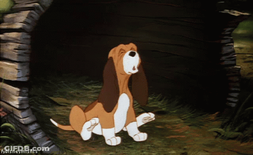Cartoon Dog Sitting In Hole GIF