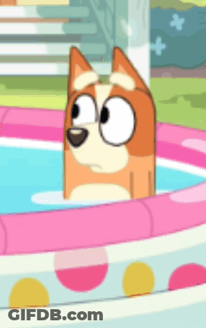 Cartoon Dog Sitting In Pink Pool GIF