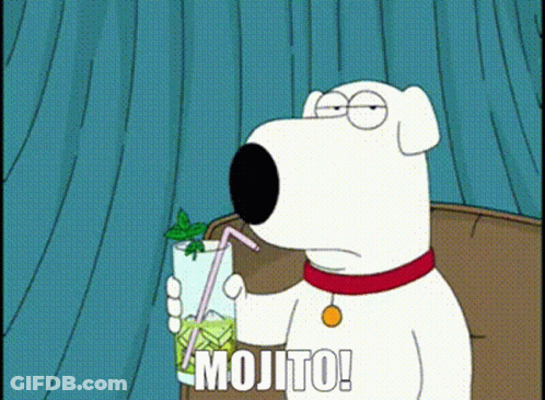 Cartoon Dog Sitting On Couch Drinking Mojito GIF