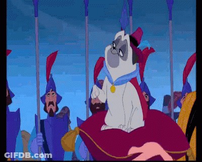 Cartoon Dog Sitting On Pink Pillow GIF