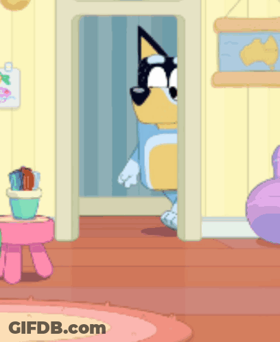 Cartoon Dog Standing In Doorway GIF