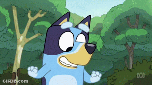 Cartoon Dog Standing In Forest Saying ABC GIF