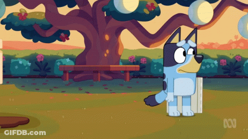 Cartoon Dog Standing In Front Of Tree With ABC GIF