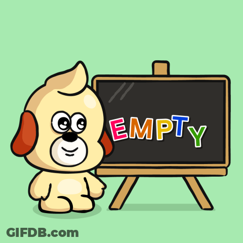 Cartoon Dog Standing Next To Blackboard Saying Empty GIF