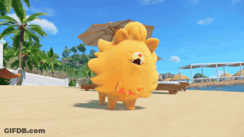 Cartoon Dog Standing On Sandy Beach GIF
