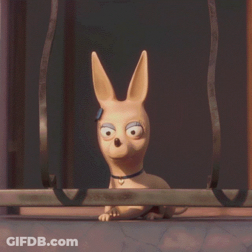 Cartoon Dog Standing On Window Sill Looking Out GIF