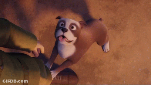 Cartoon Dog Sticking Tongue Out Beside Person GIF