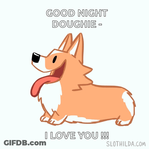 Cartoon Dog Tongue Out Good Night Doughie I Love You GIF