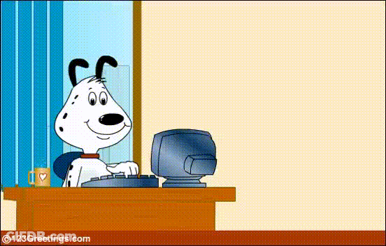 Cartoon Dog Typing On Computer GIF