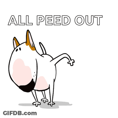 Cartoon Dog Urinating All Peed Out GIF