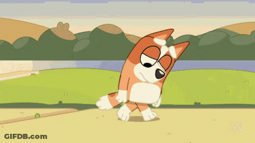 Cartoon Dog Walking In Field Near Lake GIF