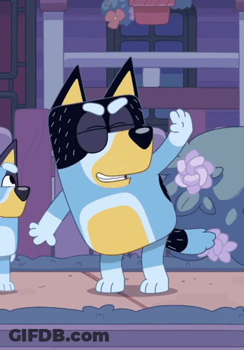 Cartoon Dog Waving Paw In Sunglasses GIF