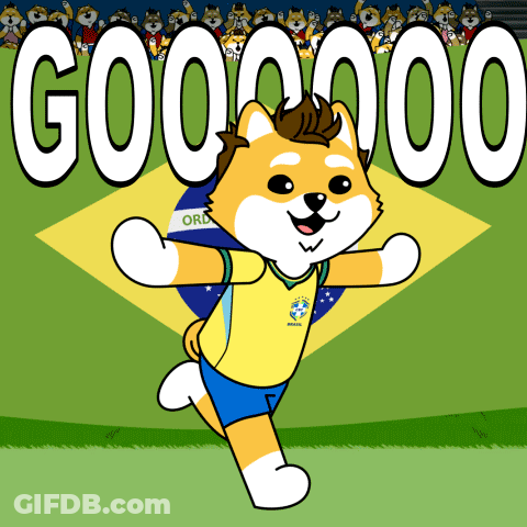 Cartoon Dog Wearing Brasil Jersey GIF