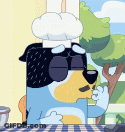 Cartoon Dog Wearing Chef Hat Sitting GIF