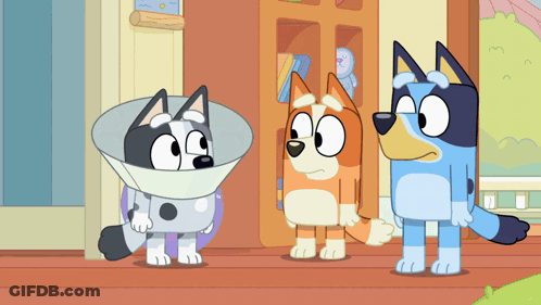 Cartoon Dog Wearing Collar Next To Another Dog GIF