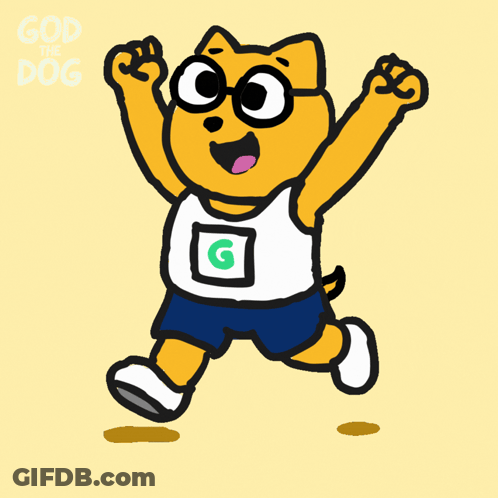 Cartoon Dog Wearing Glasses And G Shirt GIF
