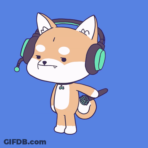 Cartoon Dog Wearing Headphones And Bow Tie GIF
