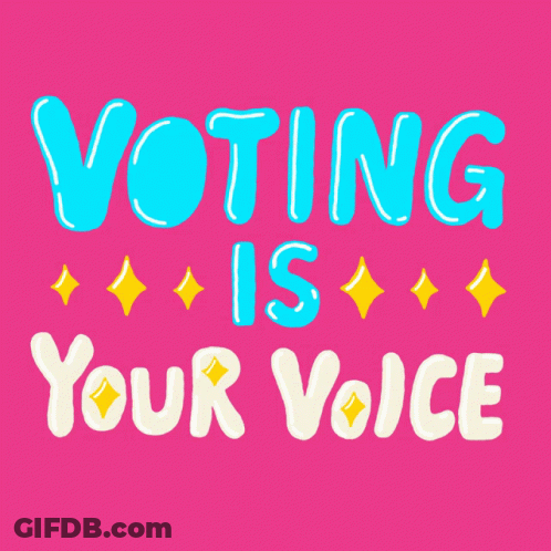 Cartoon Dog Wearing Headphones Holding Vote Sign GIF