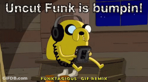 Cartoon Dog Wearing Headphones Uncut Funk Is Bumpin GIF