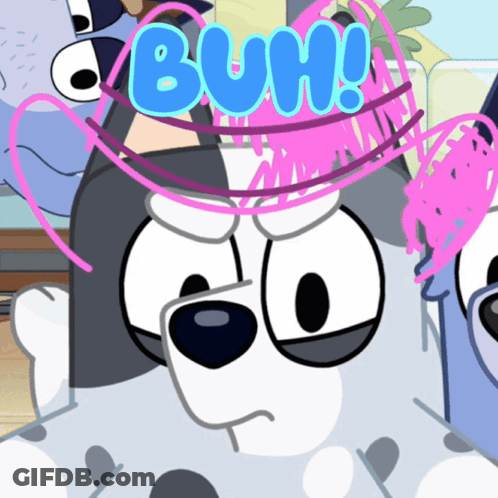 Cartoon Dog Wearing Pink Hat With Buh GIF