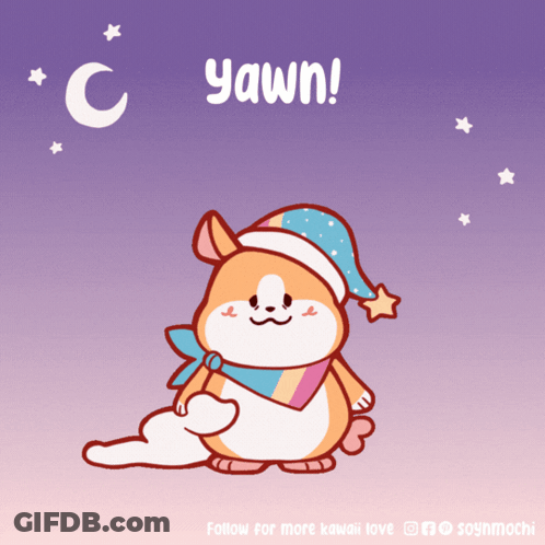 Cartoon Dog Wearing Sleep Hat Saying Yawn GIF