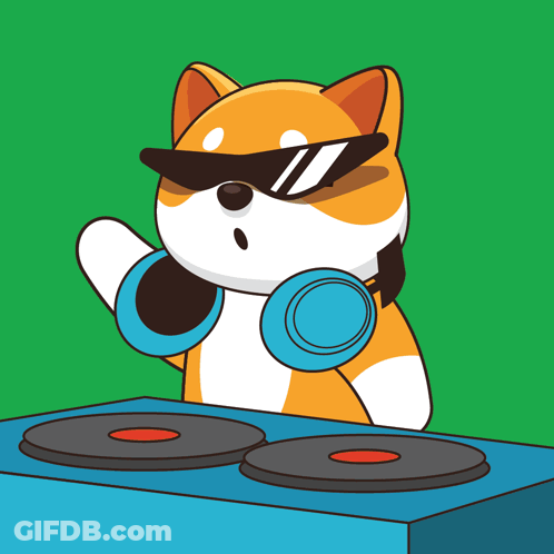 Cartoon Dog Wearing Sunglasses And Headphones GIF