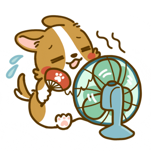 Cartoon Dog Welsh Corgi Puppy Feeling Hot GIF