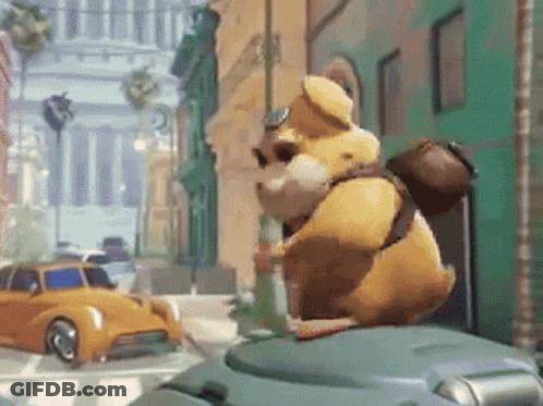 Cartoon Dog With Backpack Sitting On Trash Can GIF