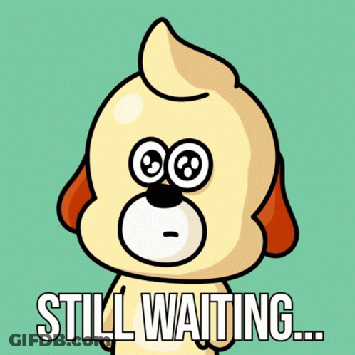 Cartoon Dog With Big Eyes Still Waiting GIF