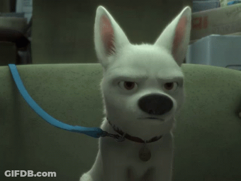 Cartoon Dog With Blue Leash Saying I Have A Super Bark GIF