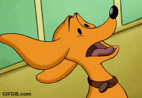 Cartoon Dog With Brown Collar Looking Up GIF