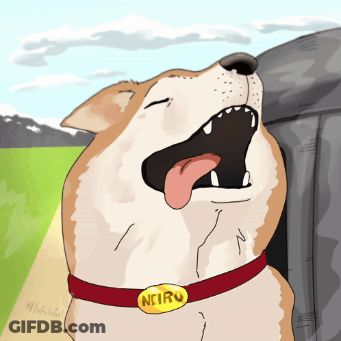 Cartoon Dog With Collar Saying Neiru GIF