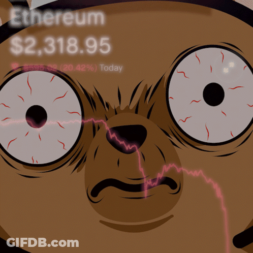 Cartoon Dog With Ethereum Written Above GIF