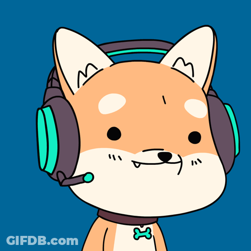 Cartoon Dog With Headphones And Bone Collar GIF