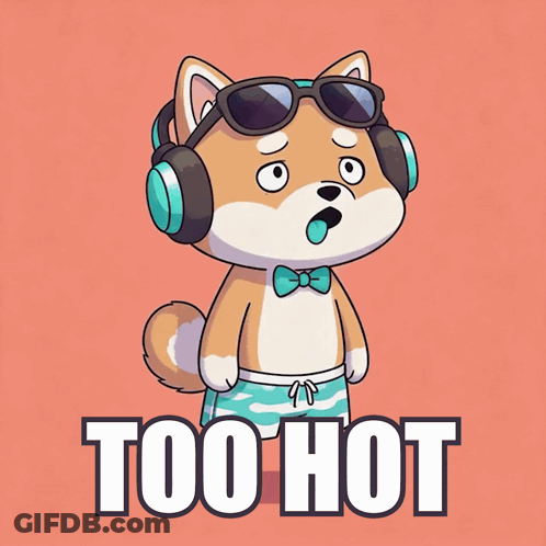 Cartoon Dog With Headphones And Sunglasses Saying Too Hot GIF