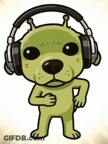 Cartoon Dog With Headphones Thumbs Up GIF