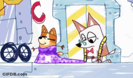 Cartoon Dog With Purple Scarf GIF