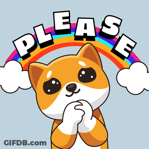 Cartoon Dog With Rainbow Saying Please GIF