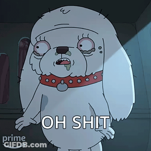 Cartoon Dog With Red Collar Saying Oh Shit GIF